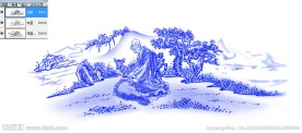 青花山水（通道分层）
