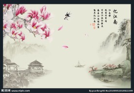 电视机背景 国画兰花