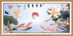 壁纸壁画 荷花九鱼图