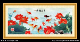 鱼戏荷塘