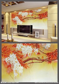 彩雕 背景墙 客厅 花鸟