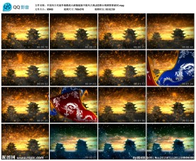 中国风古代战争城楼战火硝烟战旗