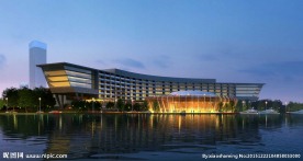 湖边建筑效果图