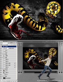蟒蛇立体画 3D立体壁画 巨蟒