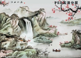 中国水墨山水国画