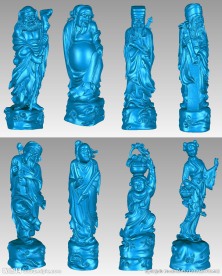 八仙人物摆件四轴圆雕三维立体
