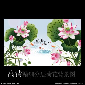 中国风荷花图案背景
