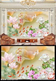 家和富贵孔雀玉雕背景墙
