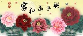 家和万事兴牡丹十字绣无框画