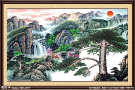 国画迎客松