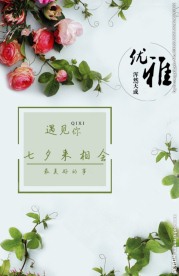 七夕情人节青腾绿叶优雅玫瑰花遇