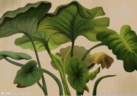 手绘背景墙芭蕉