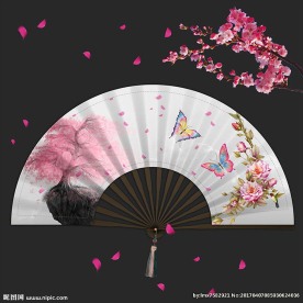 梦幻清新蝶恋花折扇设计