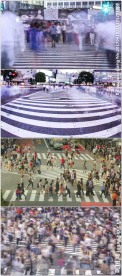 十字路口人群过马路