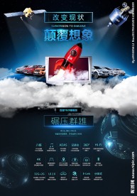 高清3D汽车导航仪蓝色创意海报