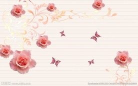 玫瑰背景墙壁画
