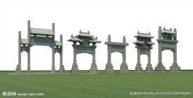 五种古建筑牌坊模型（带材质）