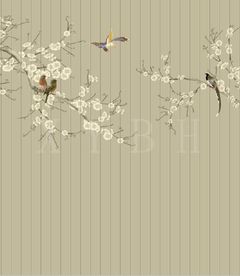 中式现代手绘花鸟背景