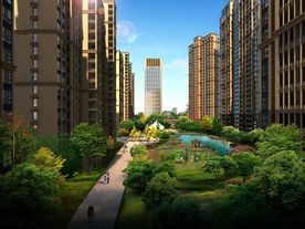 住宅小区内廷景观图