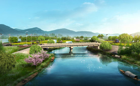 沿河 乡村 农田效果图