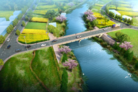 沿河鸟瞰景观图