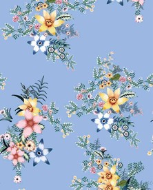 小碎花叶子四方连续印花图案