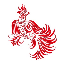 凤凰鸡线条矢量图