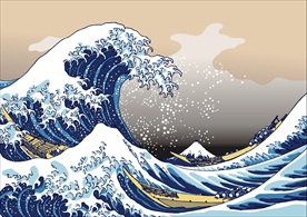 原创创意日式波浪线绘