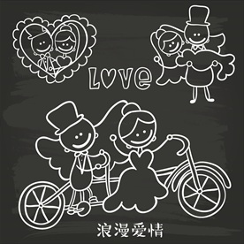 矢量情侣爱心爱情图标自行车