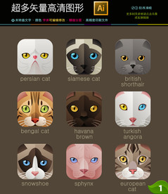 最新时尚动物头像图标icons