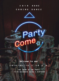 大气霓虹灯效果酒吧开业活动海报