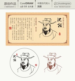 中国古代名人矢量图 沈括