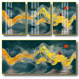 现代简约金色风景水墨山水装饰画
