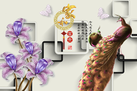 3d唯美珠宝花朵电视背景墙