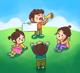 孩子拿喇叭广播