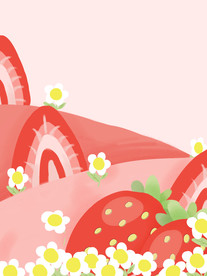 草莓小雏菊春天植物插画