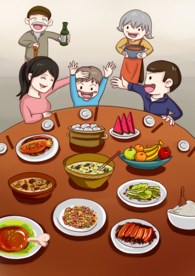 卡通 人物 美食 绘画