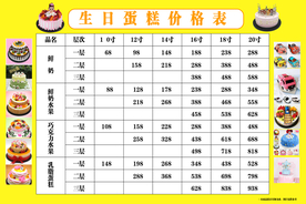 蛋糕价格表