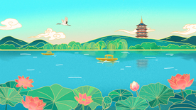 西湖插画