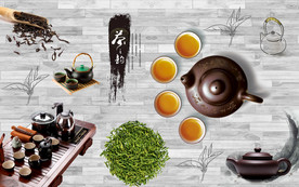 中国风茶韵背景墙