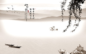 中式山水情山水画电视背景墙