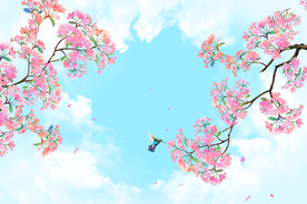 墙画工笔花鸟