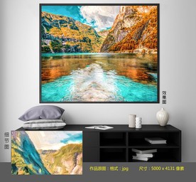 湖水 山 印象派 油画 装饰画