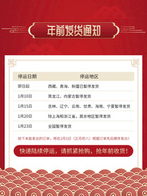 淘宝天猫年前发货通知无线海报