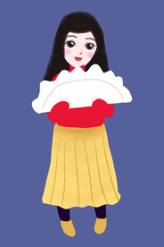 卡通手绘女孩插画人物