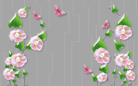 3D荷花电视背景墙图片