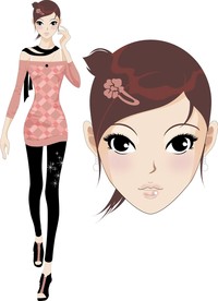 366矢量美女像