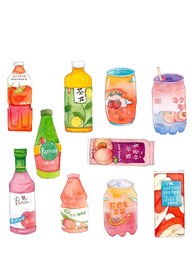 手帐素材 饮品 快乐肥宅水水彩