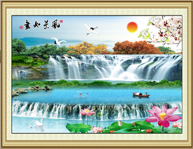 客厅瀑布画