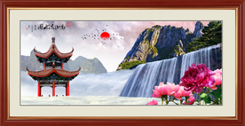 瀑布山水画